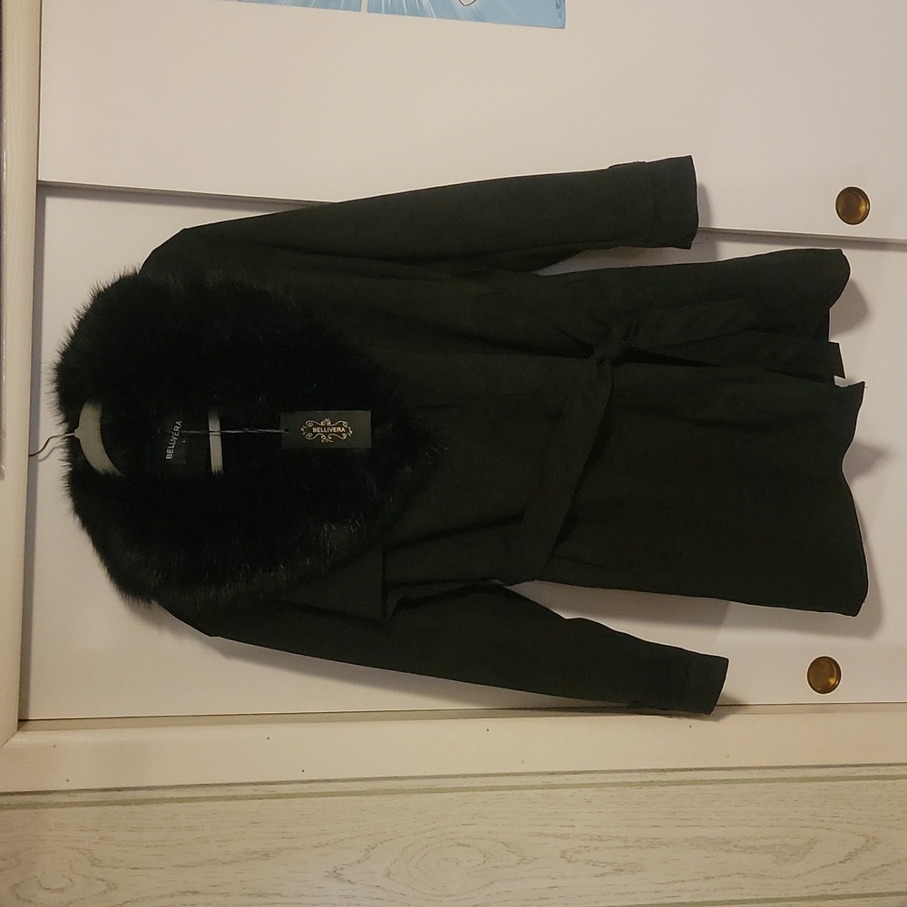 ✨NWT✨ Women's Bellivera 3/4 Length Jacket Coat w/ Removable Faux Fur Collar